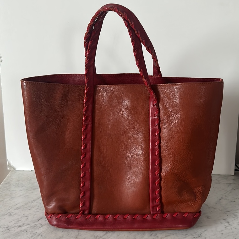 Maurizio Taiuti leather tote burgundy red genuine leather 15x11 6in drop Italy